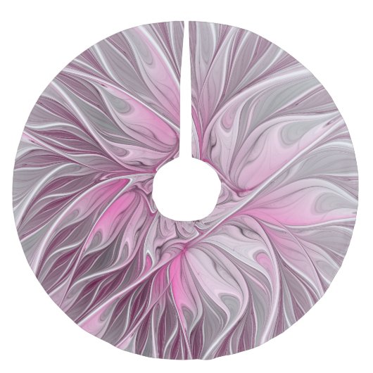 Fractal Roze Bloem Ster, Floral Fantasy Patroon Kerstboom Rok (Voorkant)