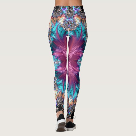 Fractal roze regenboog Aangepaste naam Leggings (Achterkant)