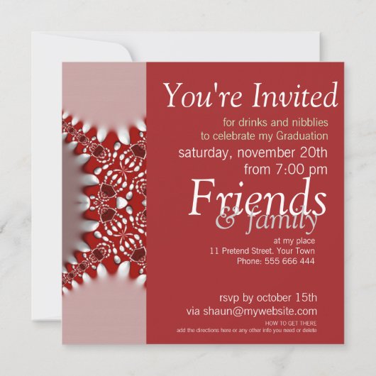 Fractal roze rode gordijn Afstuderen Kaart (Achterkant)