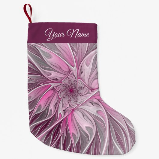 Fractal roze ster ster Floral Pattern Kleine Kerstsok (Voorkant)