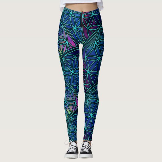 Fractal Seed of Life Flower Sacred Geometry  Leggings (Voorkant)