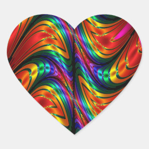 Fractal Silk Rainbow Hart Sticker