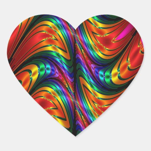 Fractal Silk Rainbow Hart Sticker (Voorkant)