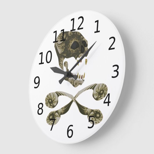 Fractal Skull en Crossbone Grote Klok (Hoek)