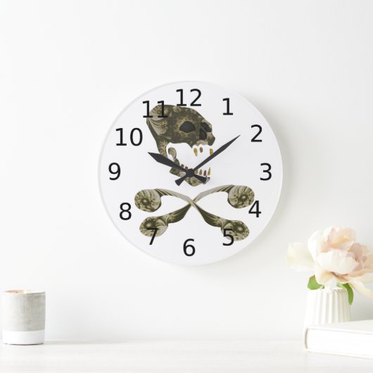 Fractal Skull en Crossbone Grote Klok (Huis)