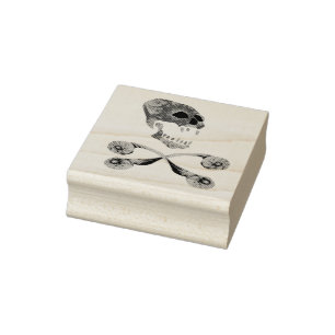 Fractal Skull en Crossbone Rubberstempel