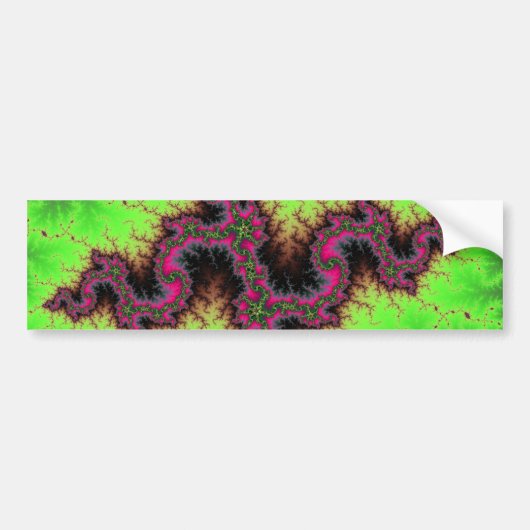 Fractal Snake - roze, fuchsie en neongroen Bumpersticker (Voorkant)