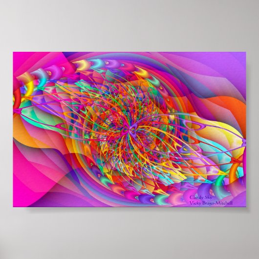 Fractal Snoep Sky Abstract Art Poster (Voorkant)