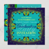 Fractal Spice Exotic Graduation Party Uitnodiging (Voorkant / Achterkant)