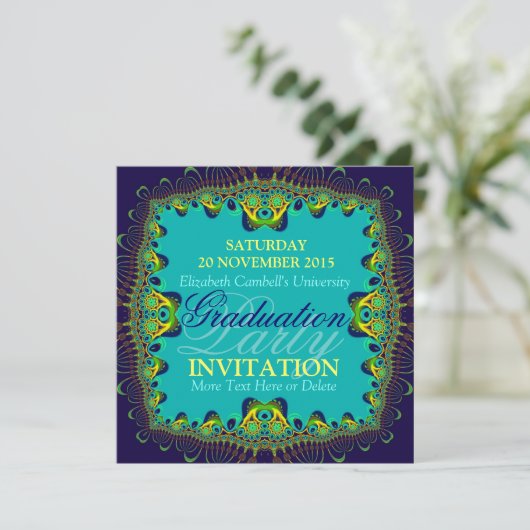 Fractal Spice Exotic Graduation Party Uitnodiging (Staand voorkant)