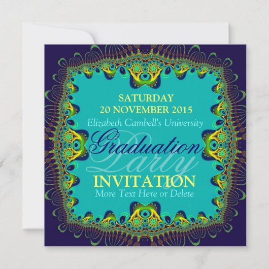 Fractal Spice Exotic Graduation Party Uitnodiging (Voorkant)