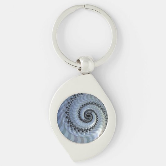 Fractal Spiral Elegance Metal Key Ring Sleutelhanger (Voorkant)