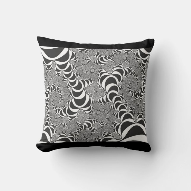 Fractal Spiral Illusion Black en White Kussen (Voorkant)