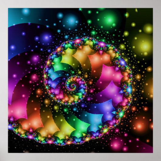 Fractal Spiral Rainbow Nebula Poster (Voorkant)