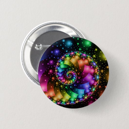 Fractal Spiral Rainbow Nebula Ronde Button 5,7 Cm (Voorkant /achterkant)