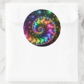 Fractal Spiral Rainbow Nebula Ronde Sticker (Tas)