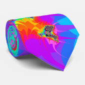 Fractal Spiral Rainbow Splash Stropdas (Opgerold)