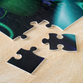 Fractal Spiral Turquoise Paars Pattern Legpuzzel (Zijkant)