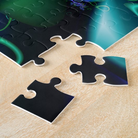 Fractal Spiral Turquoise Paars Pattern Legpuzzel (Zijkant)