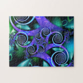 Fractal Spiral Turquoise Paars Pattern Legpuzzel (Horizontaal)