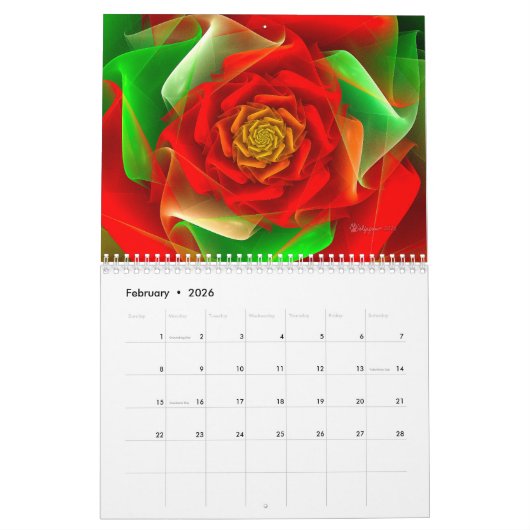Fractal Spirals van Wolfepaw Calendar Kalender (Feb 2026)