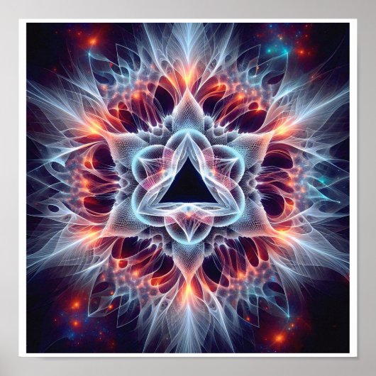 Fractal Star Collapse in Cosmic Bloom Poster (Voorkant)