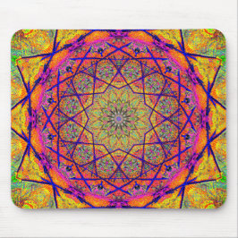 Fractal Star-vormige Mandala | Colorful Psychedeli Muismat