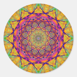 Fractal Star-vormige Mandala | Colorful Psychedeli Ronde Sticker