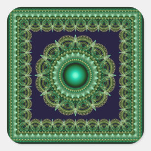 Fractal  ster mandala vierkante sticker
