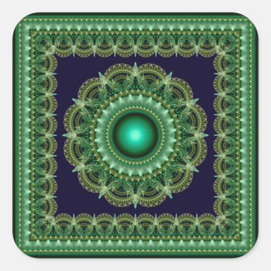 Fractal ster mandala vierkante sticker (Voorkant)