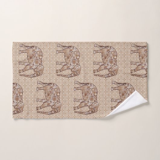 Fractal Swirl Elephant, Brown and Taupe Bad Handdoek (Handdoek)