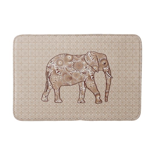 Fractal Swirl Elephant, Brown and Taupe Bath Mat (Voorkant)
