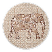 Fractal Swirl Elephant, Brown and Taupe Keramische Knop (Voorkant)