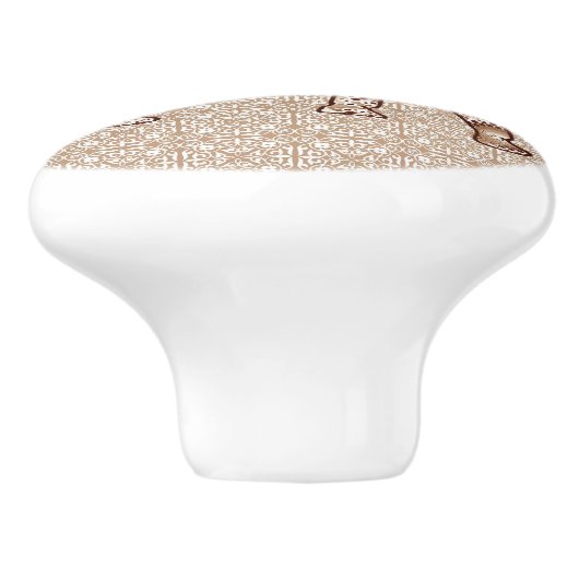 Fractal Swirl Elephant, Brown and Taupe Keramische Knop (Zijkant)