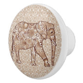 Fractal Swirl Elephant, Brown and Taupe Keramische Knop (Rechts)