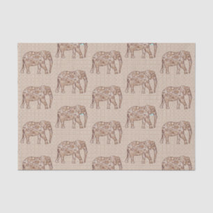 Fractal Swirl Elephant, Brown and Taupe Tissuepapier