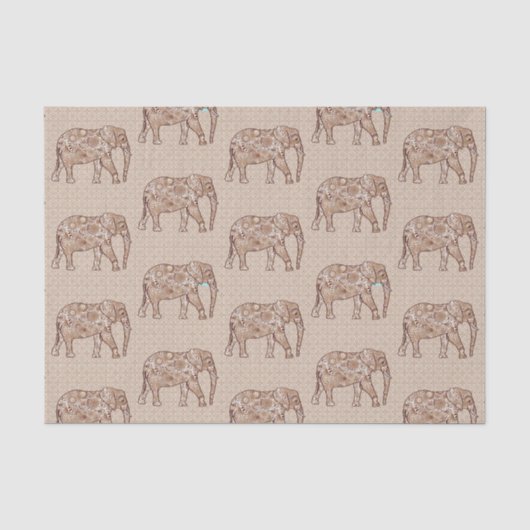 Fractal Swirl Elephant, Brown and Taupe Tissuepapier (Voorkant)