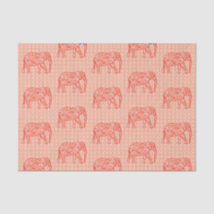 Fractal Swirl Elephant, Coral Oranje en White Tissuepapier