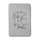 Fractal Swirl Elephant, Grey, Black and White Badmat (Voorkant Verticaal)