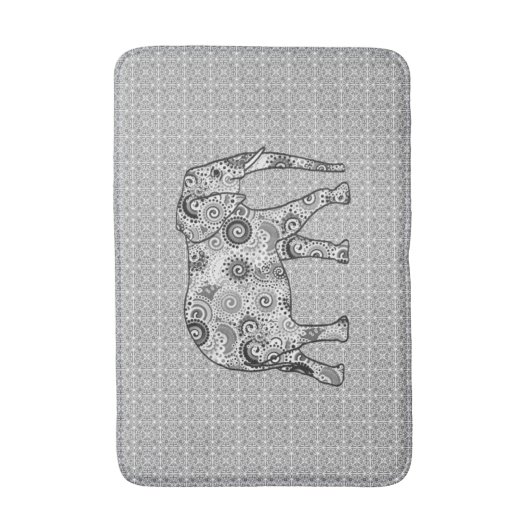 Fractal Swirl Elephant, Grey, Black and White Badmat (Voorkant Verticaal)