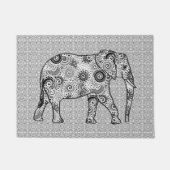 Fractal Swirl Elephant, Grey, Black and White Deurmat (Voorkant)