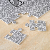 Fractal Swirl Elephant, Grey, Black and White Legpuzzel (Zijkant)