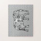 Fractal Swirl Elephant, Grey, Black and White Legpuzzel (Verticaal)