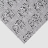 Fractal Swirl Elephant, Grey, Black and White Tissuepapier (Detail)
