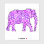 Fractal Swirl Elephant, Paars en Orchid Sticker (Vel)