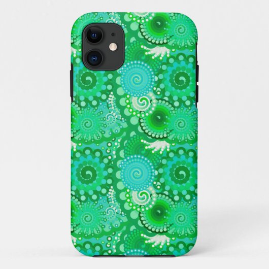 Fractal swirl patroon, jade, turquoise, aqua Case-Mate iPhone case (Achterkant)