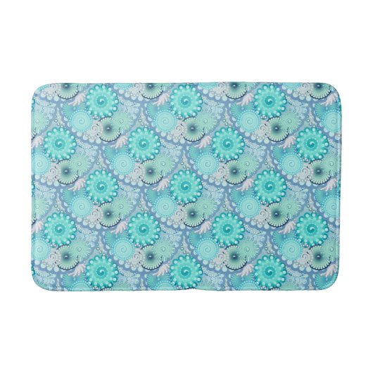 Fractal Swirl patroon, Light Blue en Aqua Badmat (Voorkant)