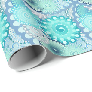 Fractal swirl patroon, turkooizen, groen, blauw cadeaupapier