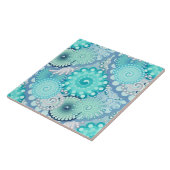 Fractal swirl patroon, turkooizen, groen, blauw tegeltje (Zijkant)