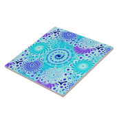 Fractal swirl patroon, turquoise, aqua, blauw tegeltje (Zijkant)
